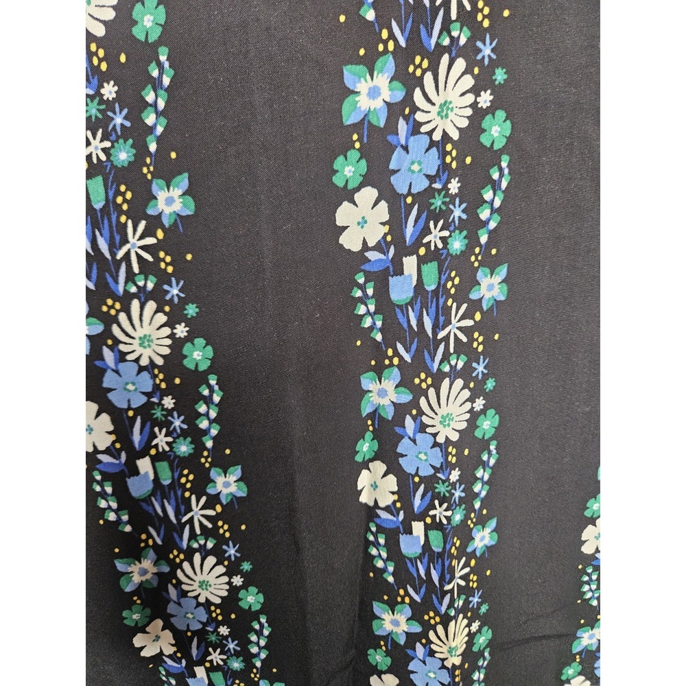 Talbots Blouse 3X Black Floral Peasant Puff Smocked Boho Tassels Feminine Flowy - Picture 7 of 12